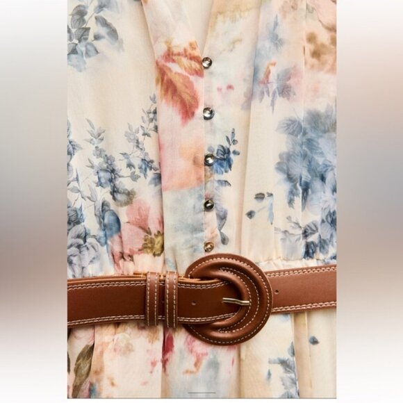 ZARA BELTED FLORAL PRINT MIDI DRESS - Picture 4 of 4
